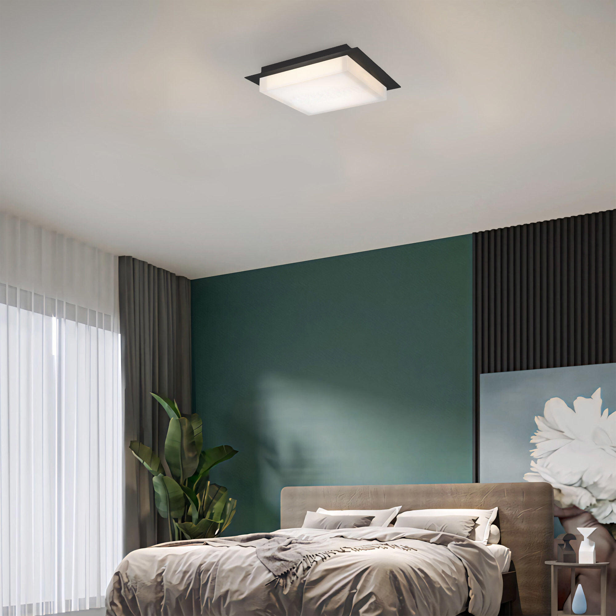 Foursquare LED 14 inch Sand Black Outdoor Flush Mount